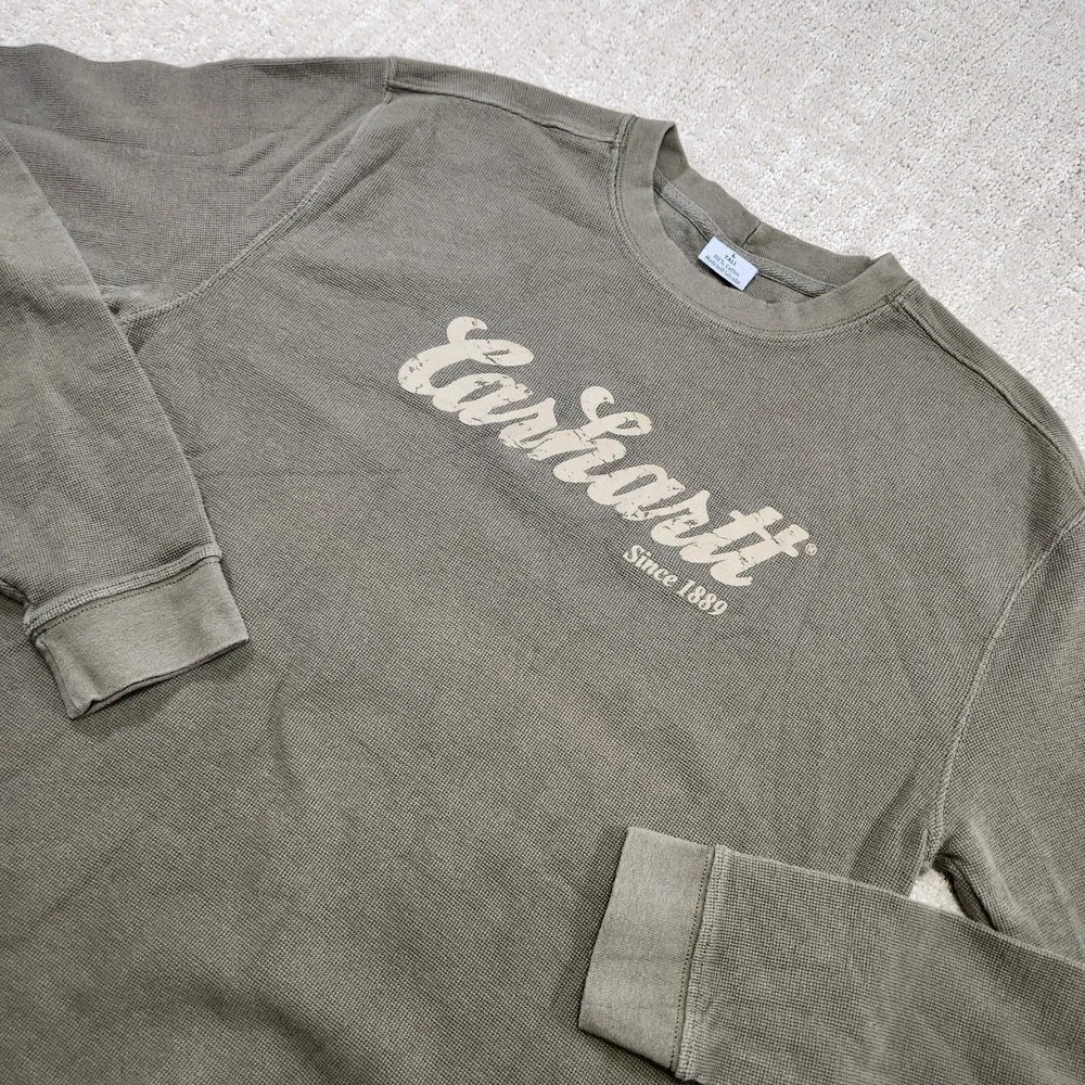 Vintage Carhartt Shirt Men Large Tall Thermal Waffle Knit Workwear Green Y2K - Picture 1 of 10